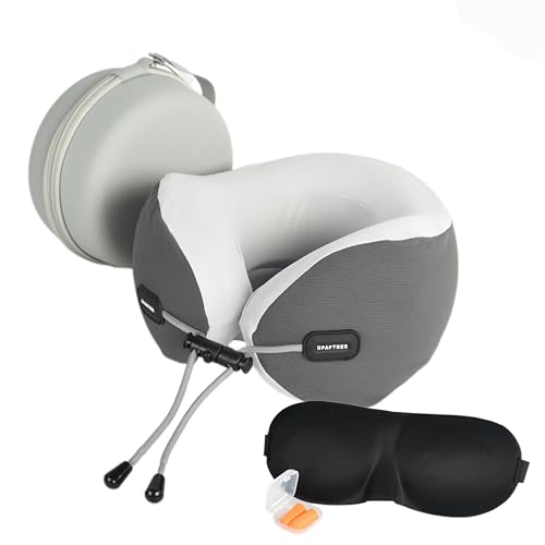 Travel Neck Pillow, Memory Foam Airplane Pillow for Long Flights - color: Grey