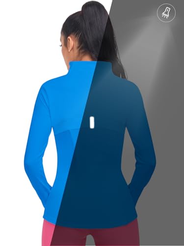 VUTRU Women's Workout Yoga Jacket Full Zip Running Athletic Track Jacket - color: Back Mesh Vent Dream Blue, size: X-Small