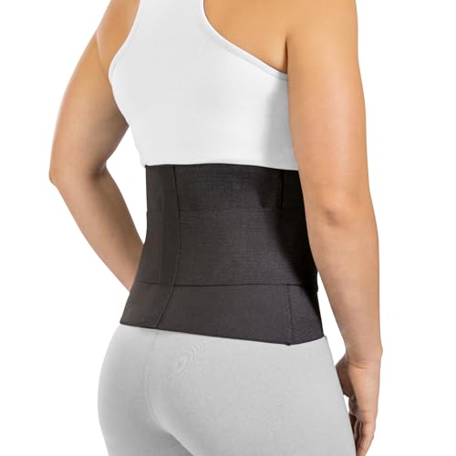 BraceAbility Elastic Low Back Brace - Compression Lower Back Support Belt for Sciatica, Heavy Lifting at Work, Herniated Disc, Workouts, Sleeping, Lumbar Support, Lower Back Pain in Women and Men (L) - size: Large