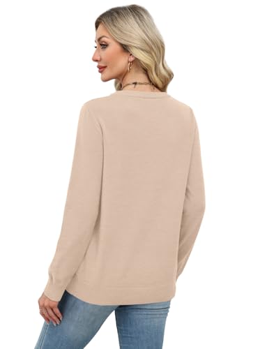 WIHOLL Sweaters for Women Lightweight Fall Tops Pullover Long Sleeve Shirts - color: Apricot, size: X-Large