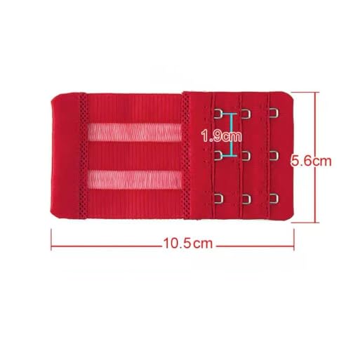 Women Elastic Bra Extenders 1-6 Hook, Bras Back Extension Strap - color: 3 Hook 3/4" Spacing,black/Beige/Red 3pcs