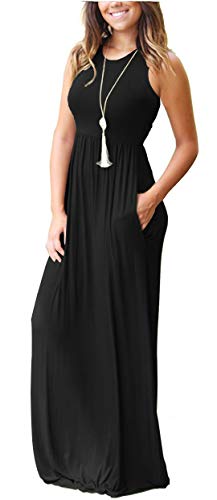 MOLERANI Women's Summer Maxi Long Casual Dresses with Pockets - color: 00 Black, size: Medium