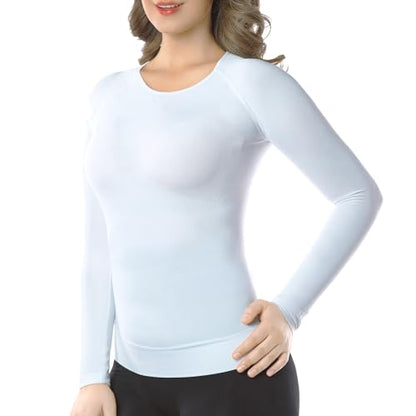 +MD Womens Long Sleeve Undershirts Tops Bamboo Viscose Underscrub - color: White, size: Small