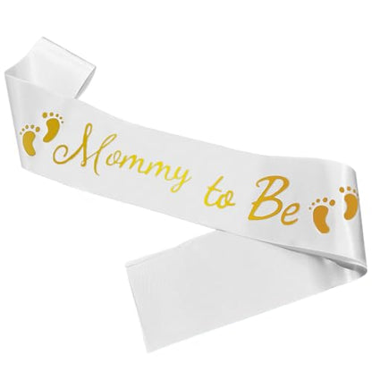 Mommy to Be Sash, White Sash Baby Shower Sashes - color: White