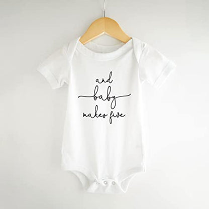 Bump and Beyond Designs Pregnancy Announcement, Baby Makes Five - color: White, size: 0-3 Months