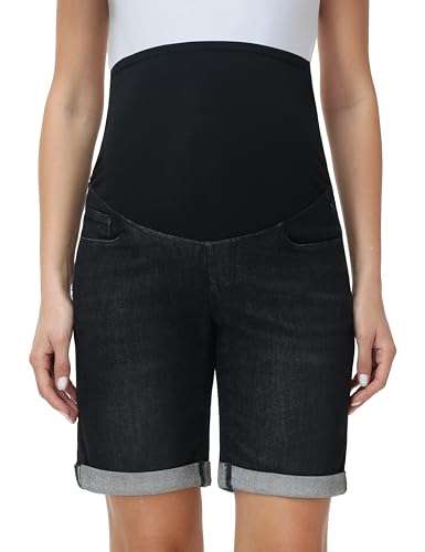 Foucome Women's Materntiy Bermuda Jean Shorts - color: Washed Black, size: Small