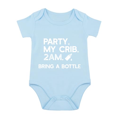 listery Party My Crib Bodysuit Funny Bodysuit Baby Sayings Baby Boy Clothes Party At My Crib 2 Am Bodysuits Baby Girl Clothes - color: Blue, size: 6 Months