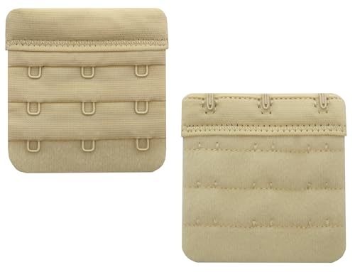 Women Bra Extenders 2 Hook/3 Hook/4 Hook Soft Bra Strap Extension - color: Bra Extender 3 Hook Black/Beige