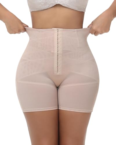 SHAPSHE High Waist Tummy Control Shapewear Shorts with Front Hooks - color: Tan, size: X-Small