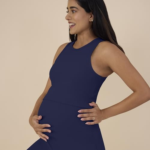 Motherhood Maternity Women's Ribbed Crop Racerback Pregnancy Workout Tank Top - color: Navy Blazer, size: Medium