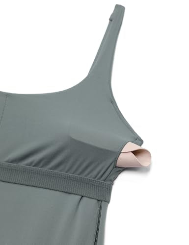 CRZ YOGA Square Neck Maxi Casual Dress - color: Grey Sage, size: Medium