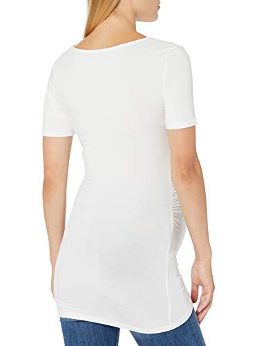 Amazon Essentials Women's Maternity Short-Sleeve Rouched Scoopneck T-Shirt, Pack of 2 - color: White/White, size: X-Small