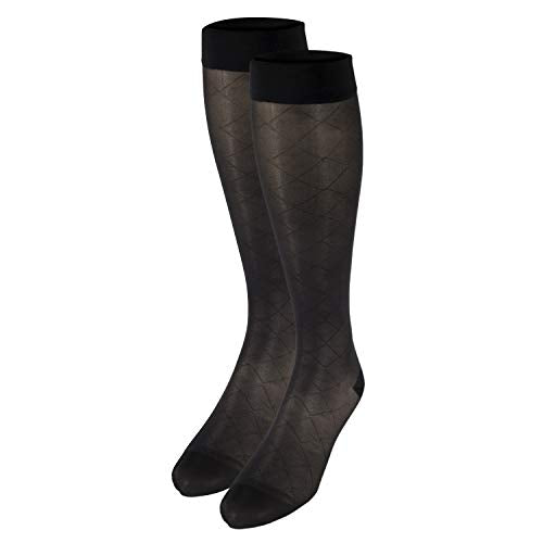 Truform Sheer Compression Stockings, 15-20 mmHg, Women's Knee High Length, Diamond Pattern, Charcoal, Large - color: Charcoal, size: Large (1 Pair), style: Diamond Pattern