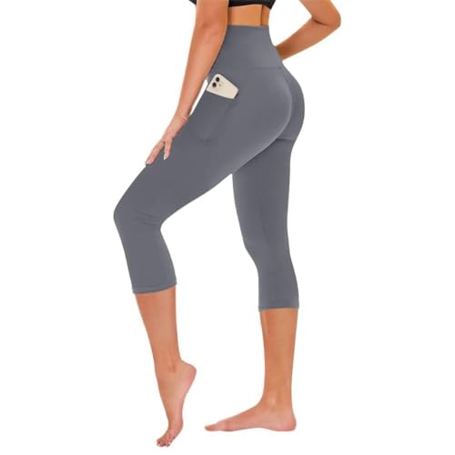 TNNZEET Capri Leggings for Women - Tummy Control High Waisted Soft Yoga Pants for Gym Workout - color: A-dark Grey, size: XX-Large