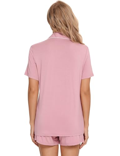 Leikar 2 Pack Button Up Pajama Set For Women Sleepwear Soft Pjs Bride Pajamas - color: Light Blue/Pink, size: Medium