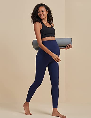 POSHDIVAH Maternity Workout Leggings Pregnancy Yoga Pants Pockets - color: 2pcs Black Navy, size: Medium