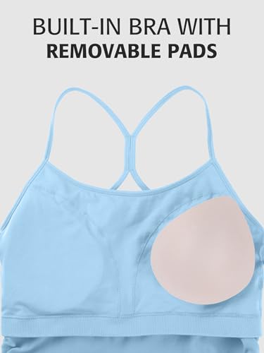 ATTRACO Women's Maternity Tank Tops with Built in Bra Pregnancy Tank - color: Light Blue, size: Medium