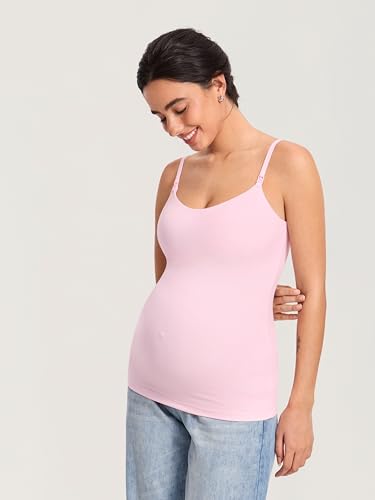 MOMANDA Nursing Tank Tops for Breastfeeding - color: Sweet Pink, size: Medium
