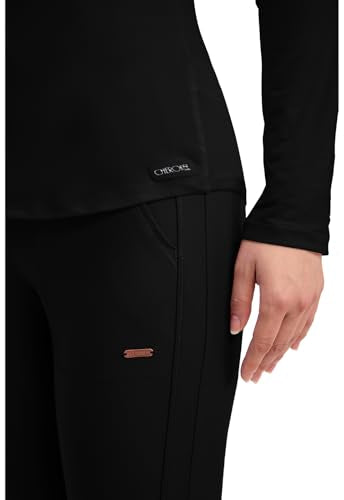 Cherokee Underscrub Long Sleeve Women’s Knit Tee Nursing Underscrubs Crew Neck Layering Top for Women - CK773 - color: Black, size: Medium