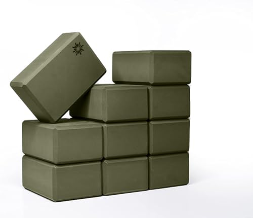Bulk 4in Foam Yoga Blocks, 10 Pack - color: Olive