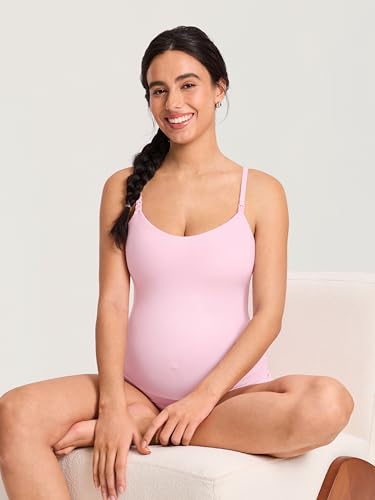 MOMANDA Nursing Tank Tops for Breastfeeding - color: Sweet Pink, size: Medium