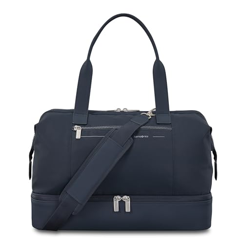 Samsonite Better Than Basics Weekender Duffle – Drop Bottom Travel Bag with 14” Laptop Compartment, SmartSleeve™ Trolley Strap, Adjustable Shoulder Strap, Durable RPET Lining, MIDNIGHT BLUE - color: Midnight Blue