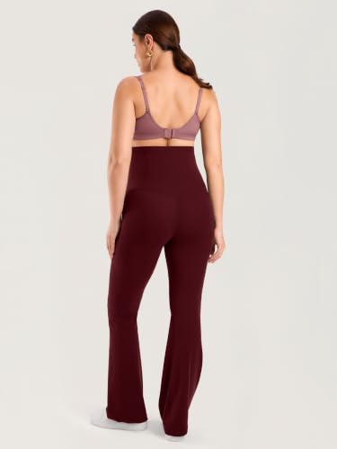 MOMANDA Flared Maternity Leggings 31.5" - color: Red Merlot, size: X-Small