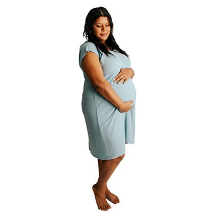 Three Little Tots Plus Size Labor and Delivery Hospital gown Maternity Nursing Nightgown Multi - color: Blue Bird, size: Small-Medium