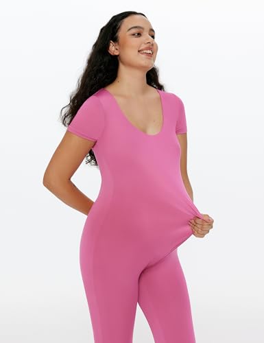 POSHDIVAH Maternity Jumpsuit Romper Leggings Short Sleeve - color: Pink, size: Small