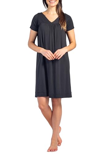Fishers Finery Women's EcoFabric Short Sleeve Nightgown; Relaxed Fit - color: Black, size: Small