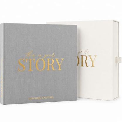Baby Memory Book from Pregnancy to Age 5, Baby Book Keepsake, Light Grey - color: Light Grey