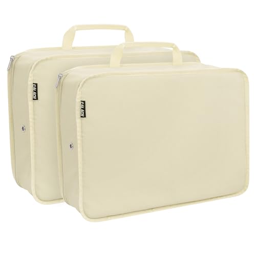 Compression Packing Cubes Travel Packing Suitcase Organizer Bags, Beige - color: Beige, size: Large