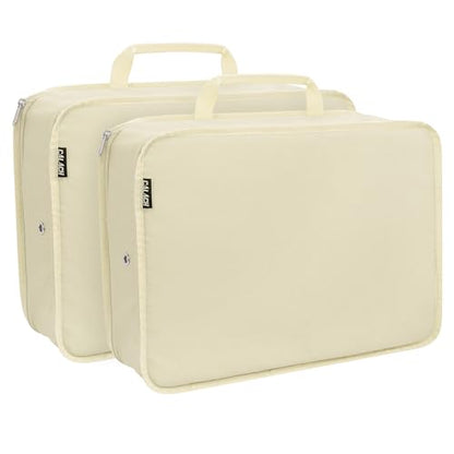 Compression Packing Cubes Travel Packing Suitcase Organizer Bags, Beige - color: Beige, size: Large