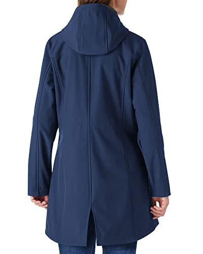 Outdoor Ventures Women's Waterproof Fleece Lined Hooded Softshell Rain Coat - color: Dark Blue, size: 3X-Large