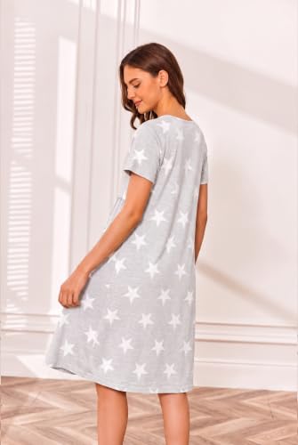 Women's Maternity Nursing Nightgown with Double Layer Breastfeeding Design - color: White, size: X-Large
