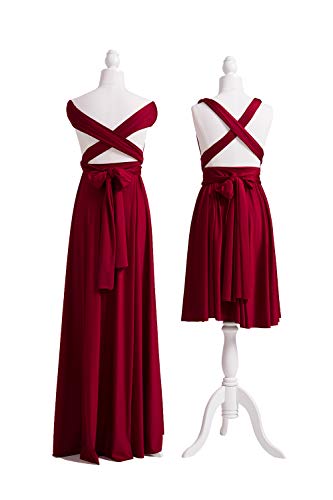 72styles Maxi Infinity Dress for Bridesmaids, Convertible Multi-Way Wrap - color: Burgundy, size: One Size Plus