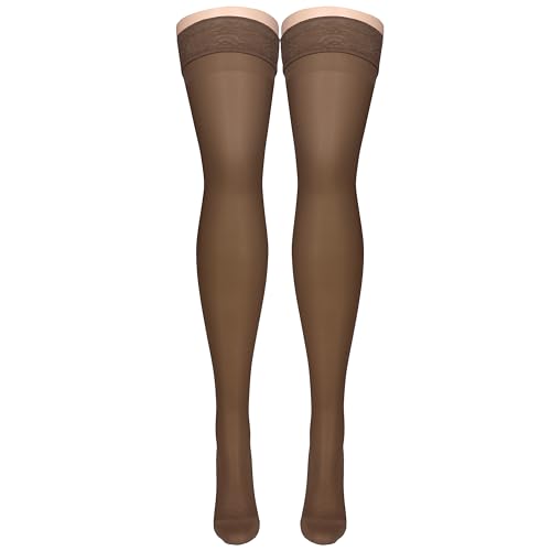 Truform Sheer Compression Stockings, 15-20 mmHg, Women's Thigh High Length, 20 Denier, Espresso, Small - color: Espresso, size: Small (1 Pair)