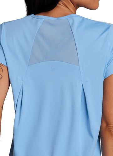 RBX Active Women's Workout Top with Mesh Panels, Breathable Quick Drying Gym Running T-Shirt, with Plus Sizes - color: Light Blue, size: Medium