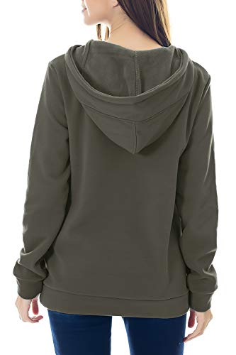 Smallshow Women's Fleece Maternity Nursing Sweatshirt Hoodie Kangaroo Pocket - color: Army Green, size: Medium