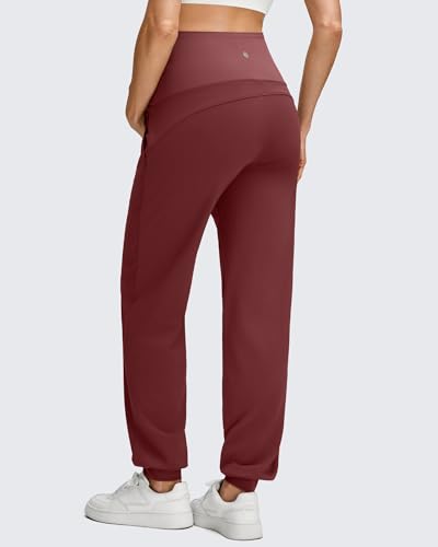 G4Free EverGoing Maternity Pants Over The Belly Pregnancy Joggers Workout - color: Wine, size: X-Large