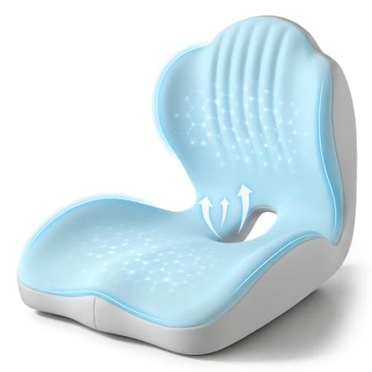 Ergonomic Seat Cushion for Office Chairs Lumbar Support Pillow, Blue - color: Blue