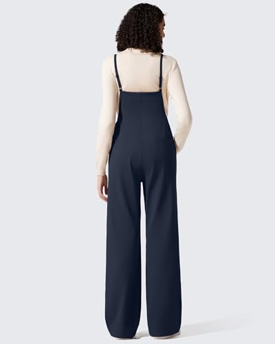 G4Free Maternity Jumpsuits Adjustable Strap Wide Leg Pregnancy Rompers - color: Dark Navy, size: XX-Large