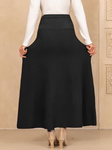 Maternity Skirt Over Belly High Waist Midi Work Skirt - color: Black, size: Medium