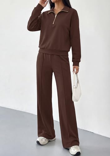 PRETTYGARDEN Women's Lounge Sets 2 Piece Outfits Sweatsuits - color: Brown, size: XX-Large