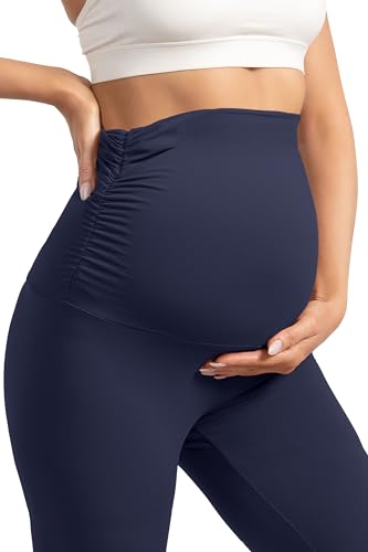 YUDSUD Maternity Leggings with Pockets Over The Belly - color: Navy Blue, size: Small