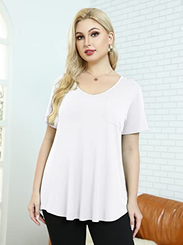 BELAROI Women Plus Size Tops V-Neck Tunics Shirts - color: White, size: 3X