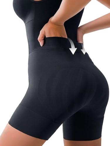 Bathroom Friendly Full Body Shapewear Bodysuit for Women - color: Black, size: Large
