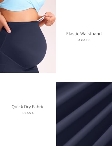 Mama Land Maternity Swim Shorts Over the Belly - color: Navy Blue, size: Small
