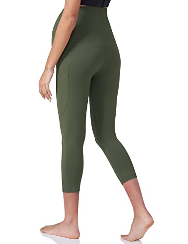 POSHDIVAH Maternity Workout Leggings Pregnancy Yoga Pants Pockets - color: Capri Green, size: XX-Large