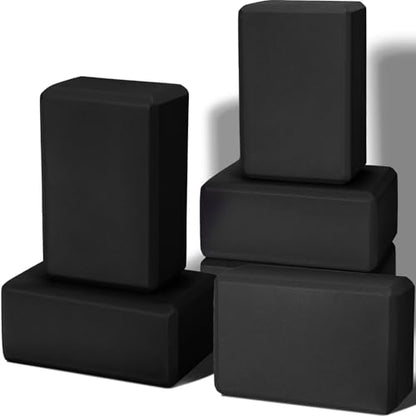 Wettarn 6 Pack EVA Yoga Blocks Bulk, Non Slip Pilates Brick - color: Black